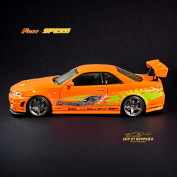 Fast Speed Nissan Skyline GT-R R34 Z-Tune HighWing Edition FNS Livery Amber Orange 1:64 (ONLINE ORDER ONLY)