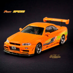Fast Speed Nissan Skyline GT-R R34 Z-Tune HighWing Edition FNS Livery Amber Orange 1:64 (ONLINE ORDER ONLY)