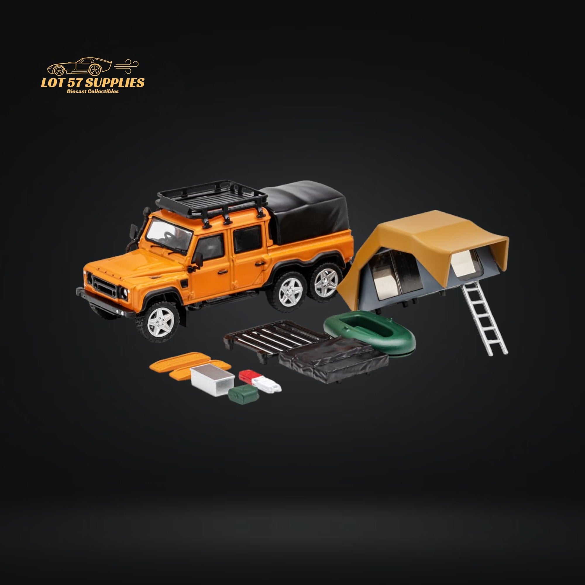 GCD Land Rover Defender 6x6 Orange Camping Modified 1:64 KS-053-287 (ONLINE ORDER ONLY)