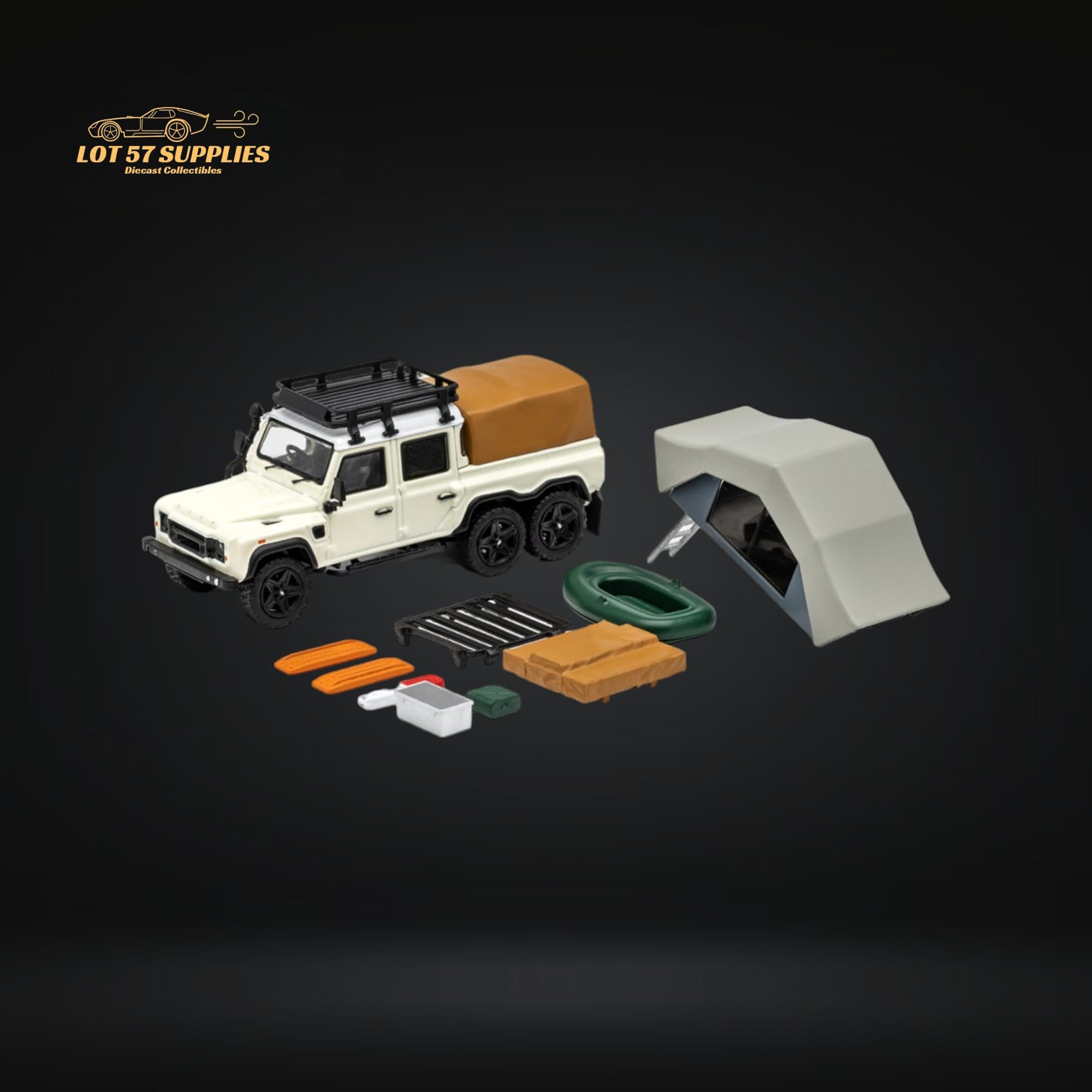 GCD Land Rover Defender 6x6 Off-White Camping Modified 1:64 KS-053-286 (ONLINE ORDER ONLY)