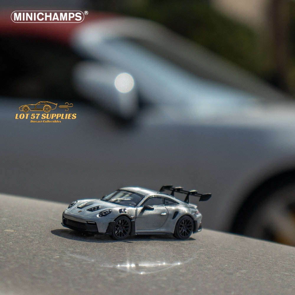 Minichamps X CLDC Exclusive Porsche 911 GT3 RS in Raw Silver English Magazine Version 1:64 (MAGAZINE INCLUDED) (ONLINE ORDER ONLY)