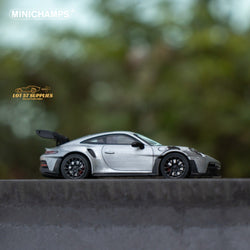 Minichamps X CLDC Exclusive Porsche 911 GT3 RS in Raw Silver English Magazine Version 1:64 (MAGAZINE INCLUDED) (ONLINE ORDER ONLY)