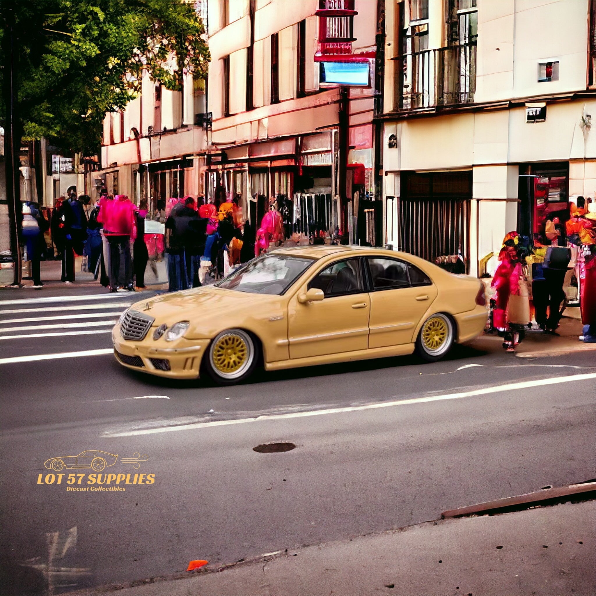 MK Model Mercedes-Benz E63 AMG W211 Lowered in Desert Yellow 1:64 (ONLINE ORDER ONLY)