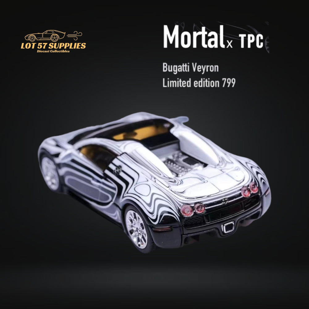 Mortal Bugatti Veyron Ceramic Dragon White/Black With Adjustable Wing 1:64 (ONLINE ORDER ONLY)