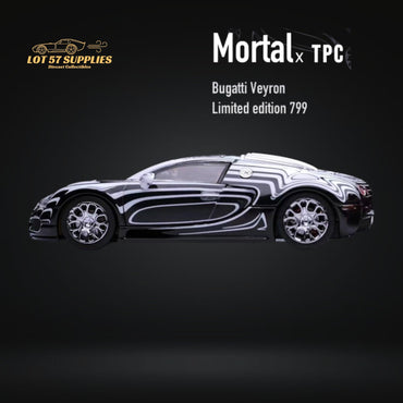 Mortal Bugatti Veyron Ceramic Dragon White/Black With Adjustable Wing 1:64 (ONLINE ORDER ONLY)