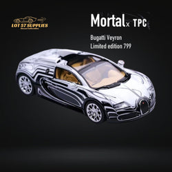 Mortal Bugatti Veyron Ceramic Dragon White/Black With Adjustable Wing 1:64 (ONLINE ORDER ONLY)