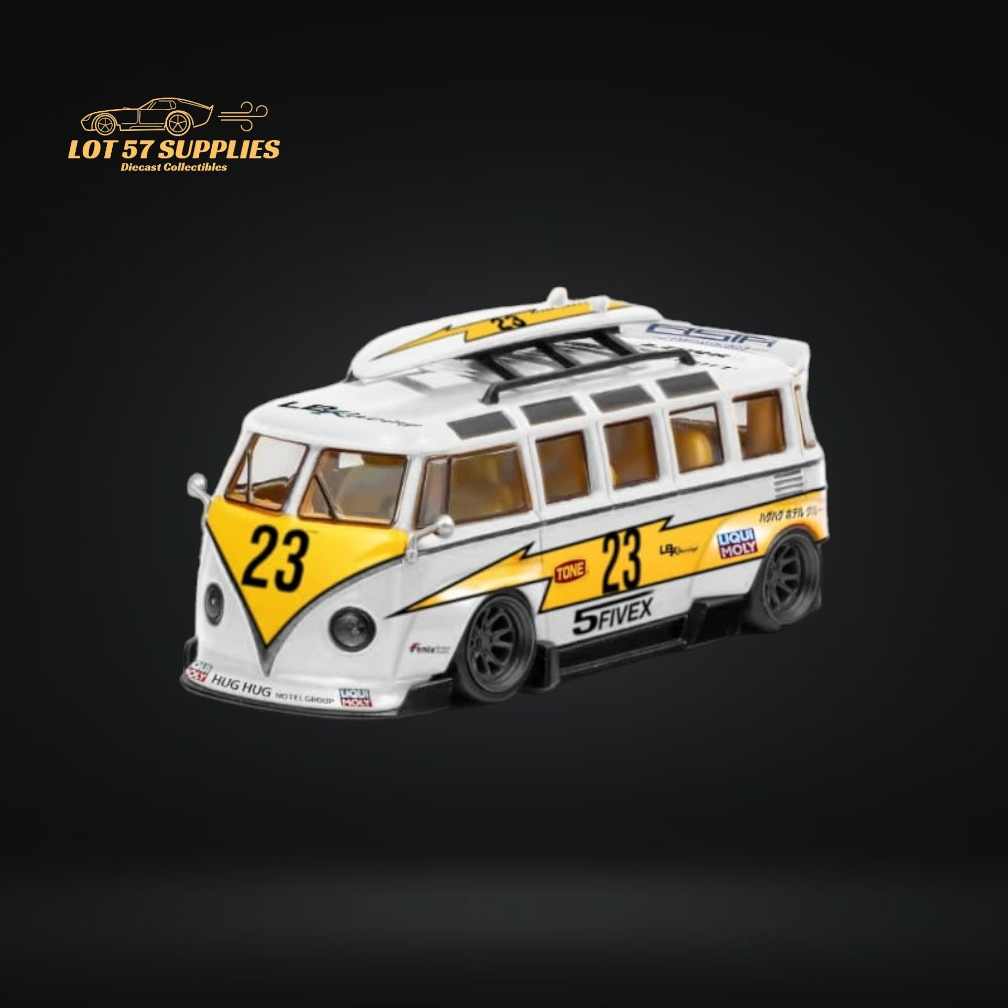 LF Model Volkswagen T1 Kombi WideBody with Surfboard in Flash #23 Livery 1:64 (ONLINE ORDER ONLY)