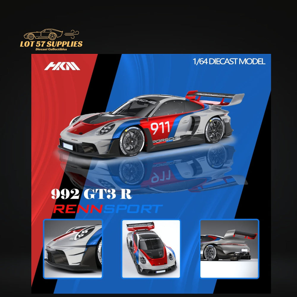 (Pre-Order) HKM Model Porsche 911 (992) GT3 R Rennsport Silver #911 1:64 (ONLINE ORDER ONLY)