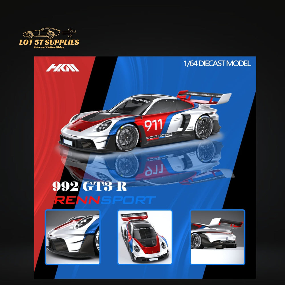 (Pre-Order) HKM Model Porsche 911 (992) GT3 R Rennsport White #911 1:64 (ONLINE ORDER ONLY)