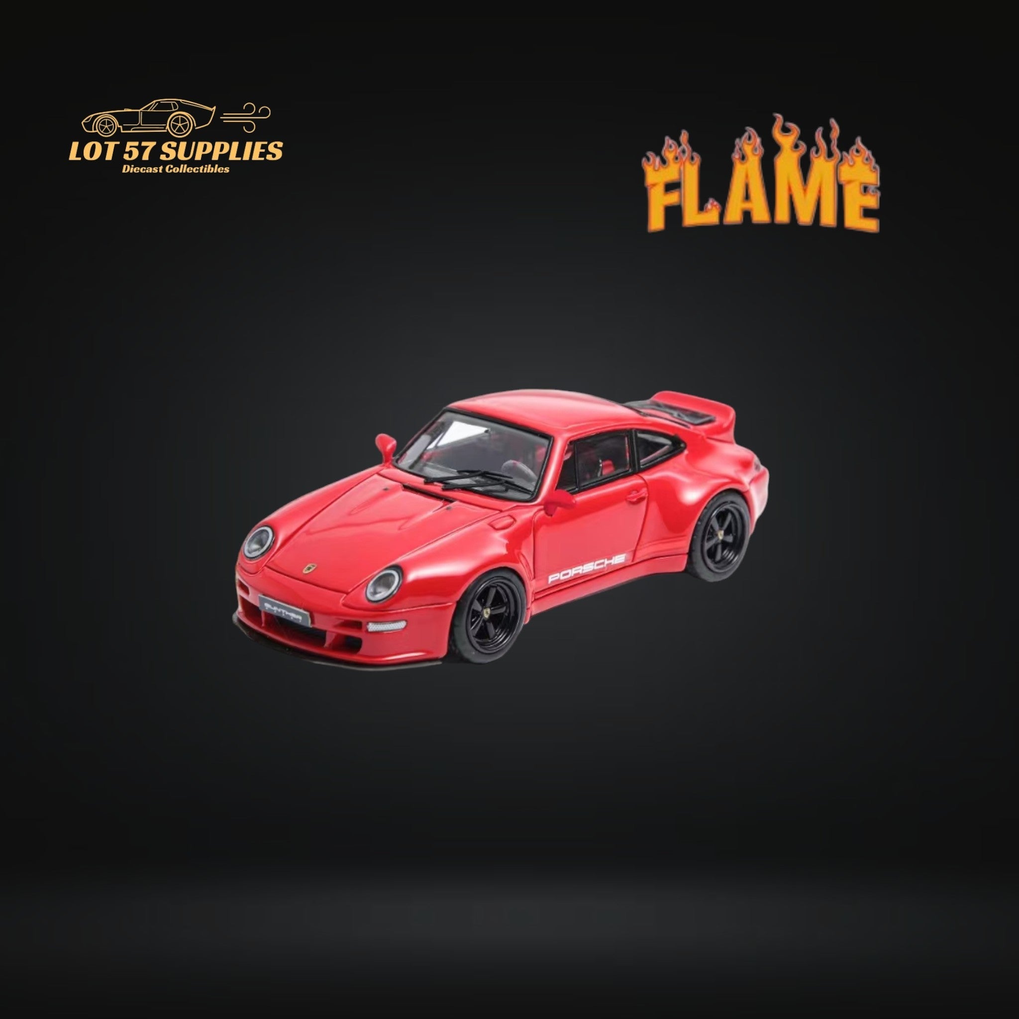 Flame Model Porsche 911 Gunther Werks 400R Solan Red Resin Model With Box+Display Case 1:64 (ONLINE ORDER ONLY)