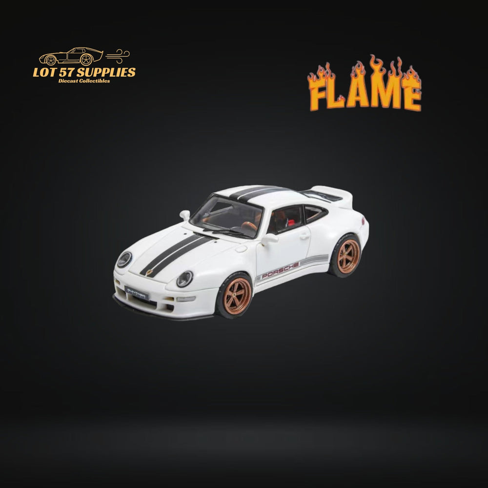 Flame Model Porsche 911 Gunther Werks 400R White Resin Model With Box+Display Case 1:64 (ONLINE ORDER ONLY)