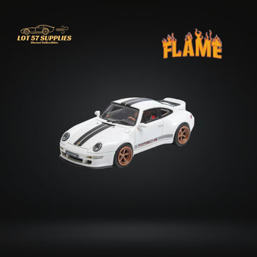Flame Model Porsche 911 Gunther Werks 400R White Resin Model With Box+Display Case 1:64 (ONLINE ORDER ONLY)