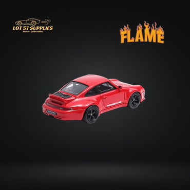 Flame Model Porsche 911 Gunther Werks 400R Solan Red Resin Model With Box+Display Case 1:64 (ONLINE ORDER ONLY)