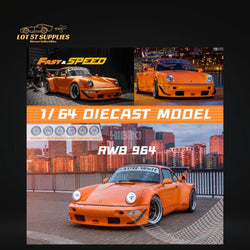 Fast Speed Porsche 964 RWB Widebody HIBIKI GT Version Rear Wing in Orange 1:64 (ONLINE ORDER ONLY)