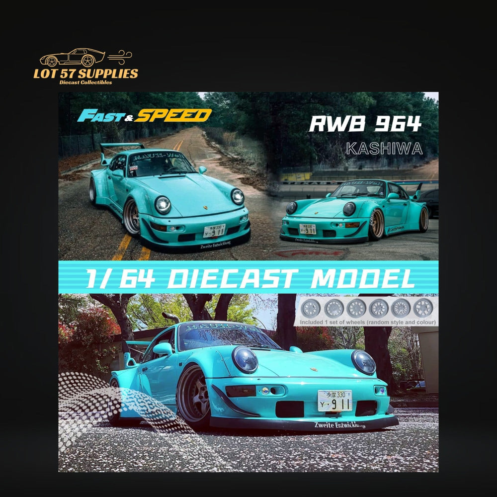 Fast Speed Porsche 964 RWB Widebody KASHIWA X Version Rear Wing in Tiffany Blue 1:64 (ONLINE ORDER ONLY)