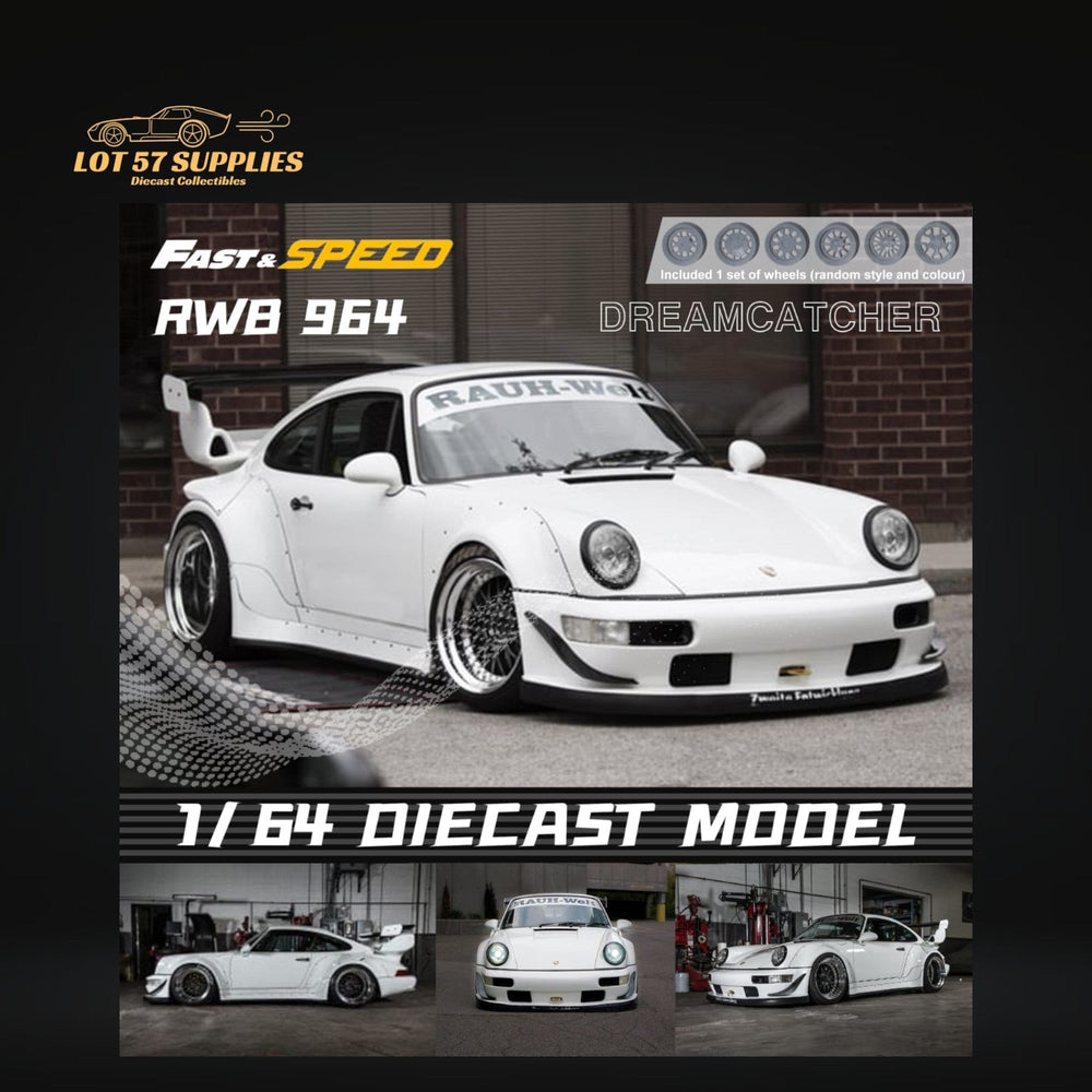 Fast Speed Porsche 964 RWB Widebody DREAMCATCHER GT Version Rear Wing in White 1:64 (ONLINE ORDER ONLY)