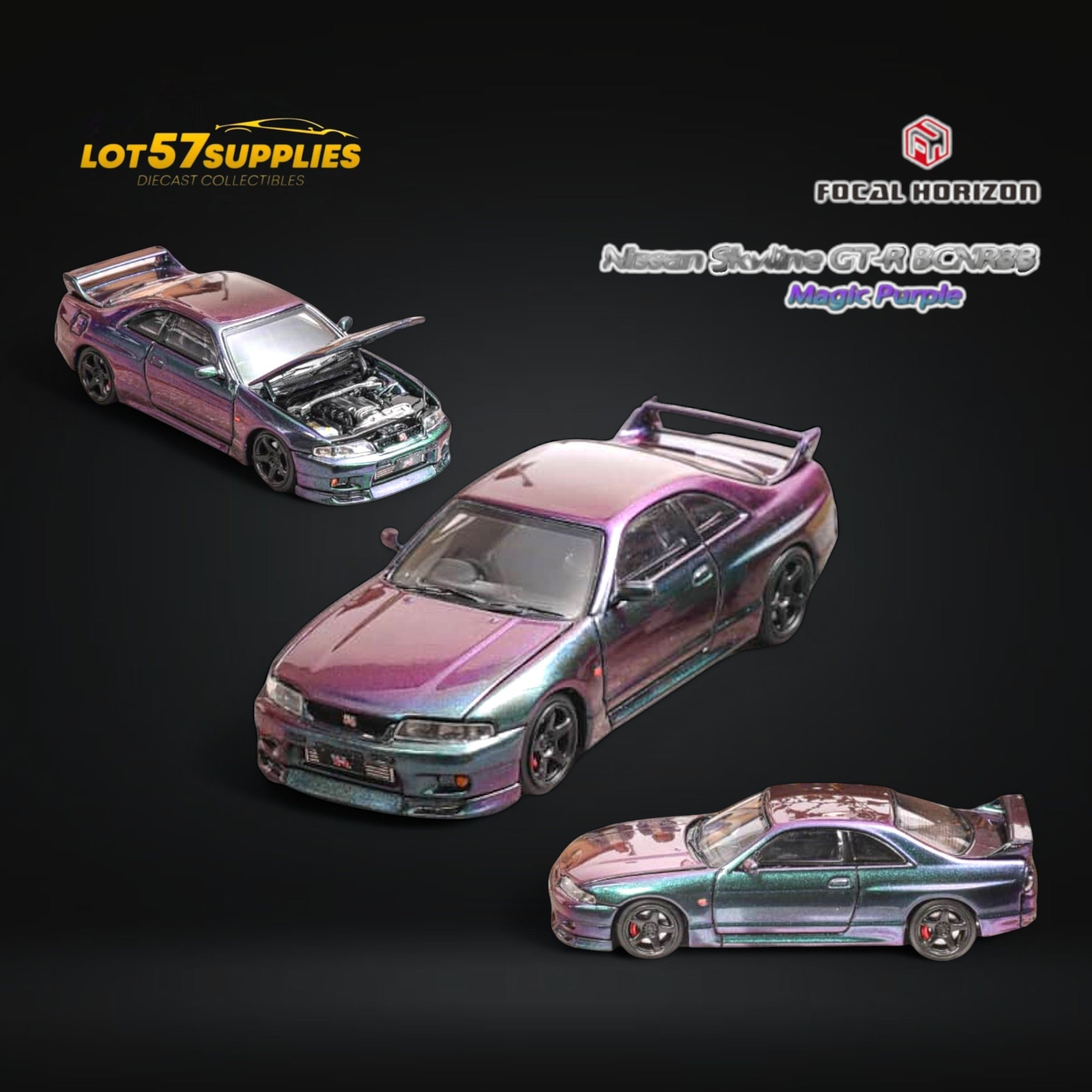 Focal Horizon Skyline GT-R R33 GT-R 4th Gen BCNR33 Magic Purple 1:64 (ONLINE ORDER ONLY)