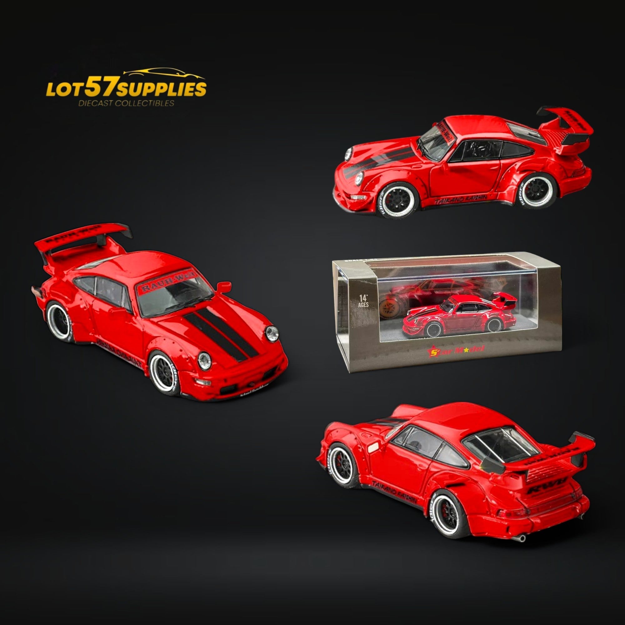 Star Model Porsche RWB 964 GT Wing Taikano Red Ordinary 1:64 (ONLINE ORDER ONLY)