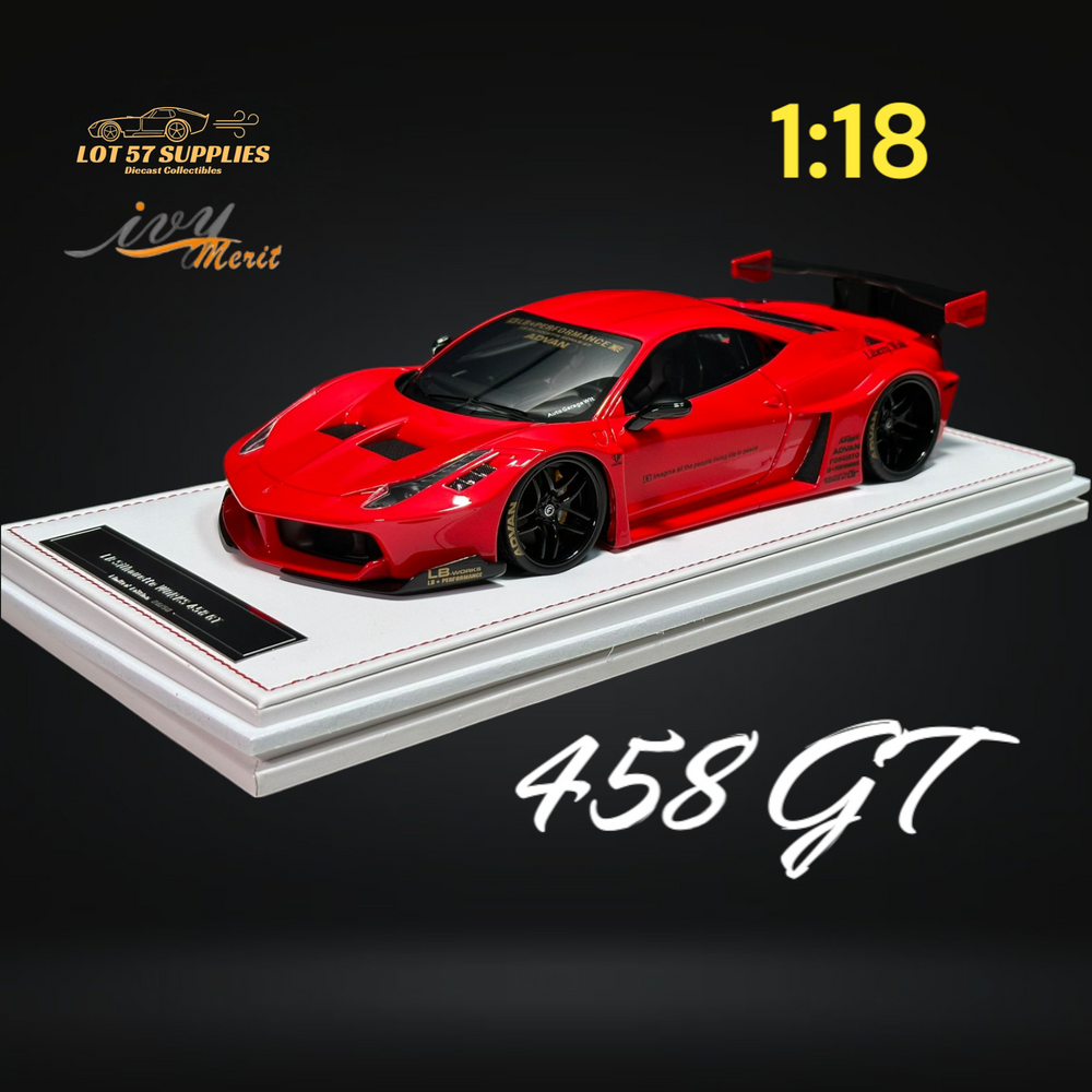 IVY MERIT 458 GT Rosso Red LBWK LB Silhouette Resin 1:18 Scale (ONLINE ORDER ONLY)