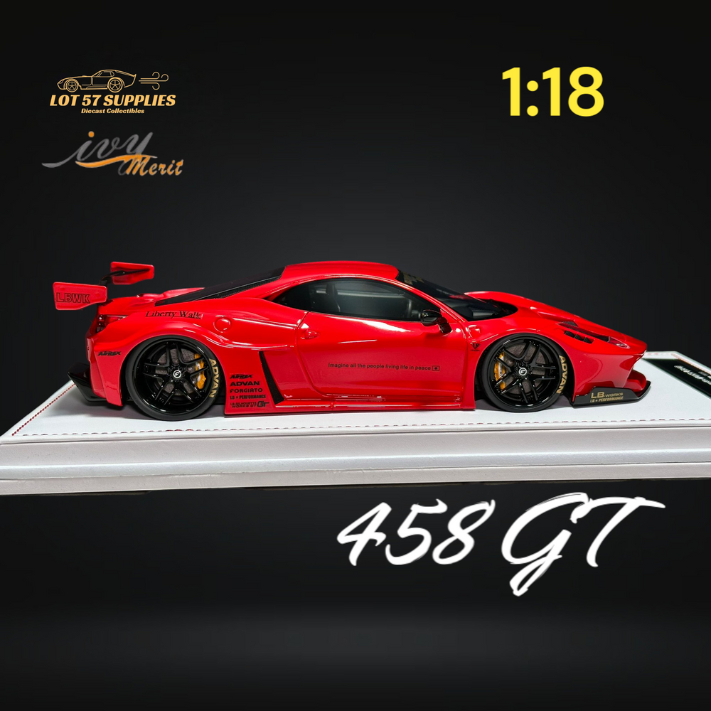 IVY MERIT 458 GT Rosso Red LBWK LB Silhouette Resin 1:18 Scale (ONLINE ORDER ONLY)
