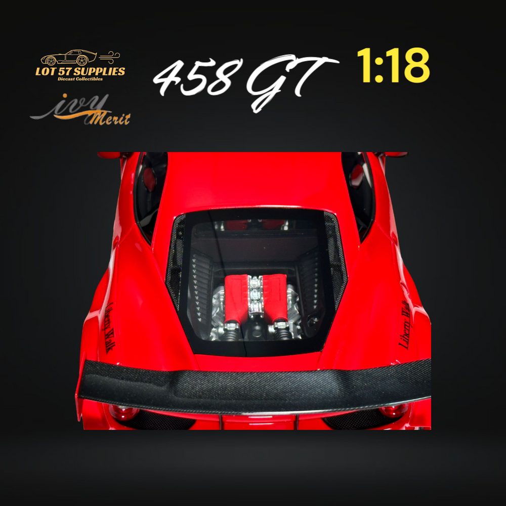 IVY MERIT 458 GT Rosso Red LBWK LB Silhouette Resin 1:18 Scale (ONLINE ORDER ONLY)