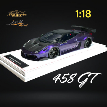 IVY MERIT 458 GT Purple LBWK LB Silhouette Resin 1:18 Scale (ONLINE ORDER ONLY)