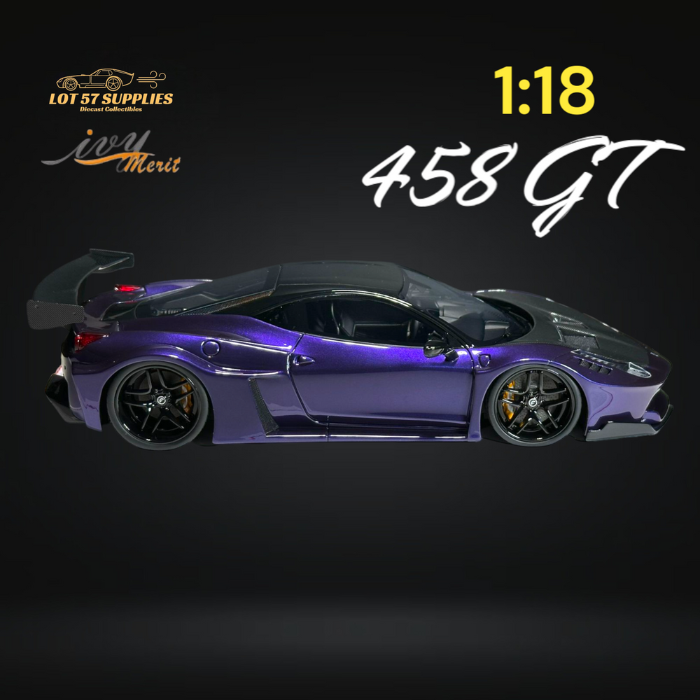 IVY MERIT 458 GT Purple LBWK LB Silhouette Resin 1:18 Scale (ONLINE ORDER ONLY)