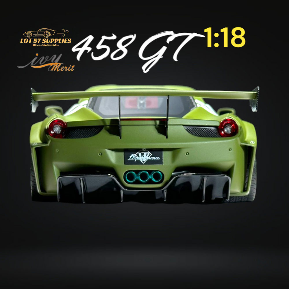IVY MERIT 458 GT Fighter Green LBWK LB Silhouette Resin 1:18 Scale (ONLINE ORDER ONLY)