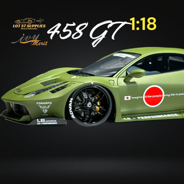 IVY MERIT 458 GT Fighter Green LBWK LB Silhouette Resin 1:18 Scale (ONLINE ORDER ONLY)