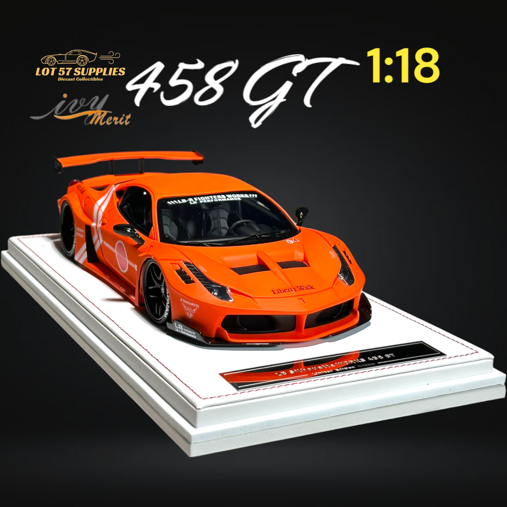 IVY MERIT 458 GT Fighter Orange LBWK LB Silhouette Resin 1:18 Scale (ONLINE ORDER ONLY)