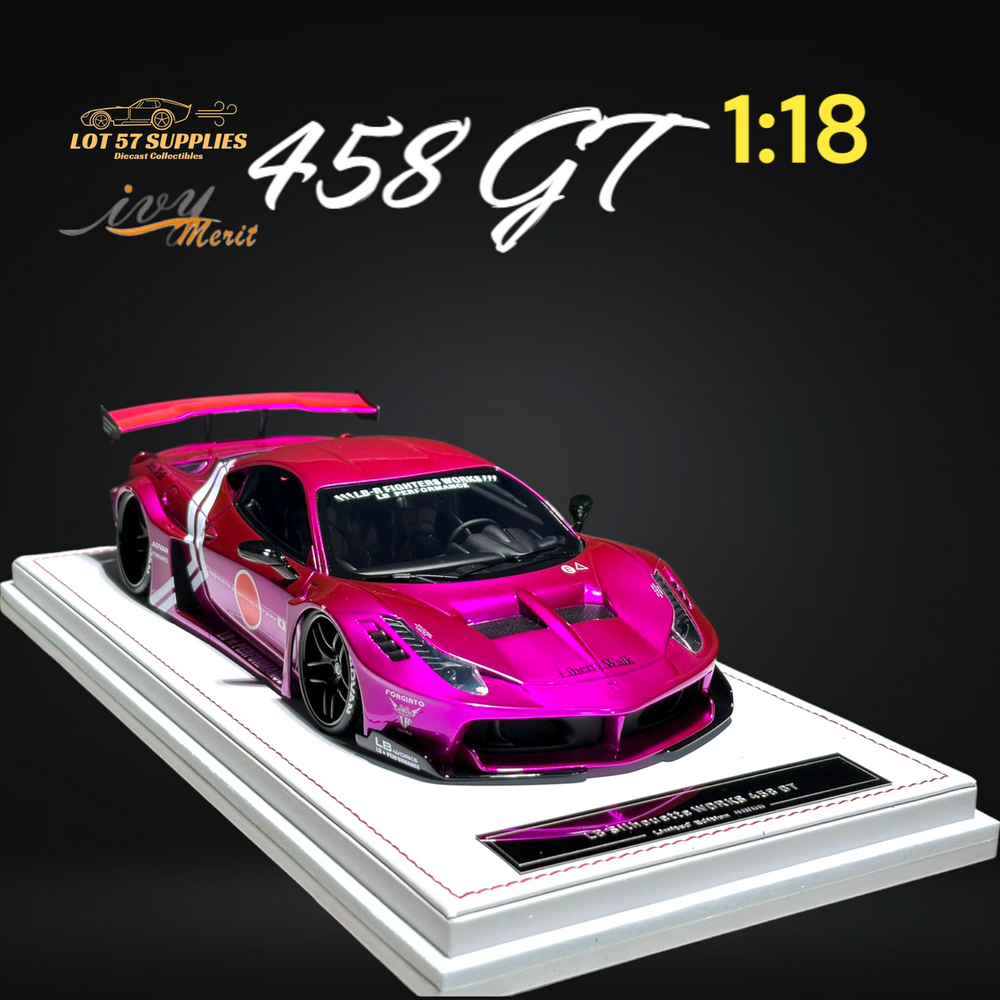 IVY MERIT 458 GT Fighter Purple LBWK LB Silhouette Resin 1:18 Scale (ONLINE ORDER ONLY)