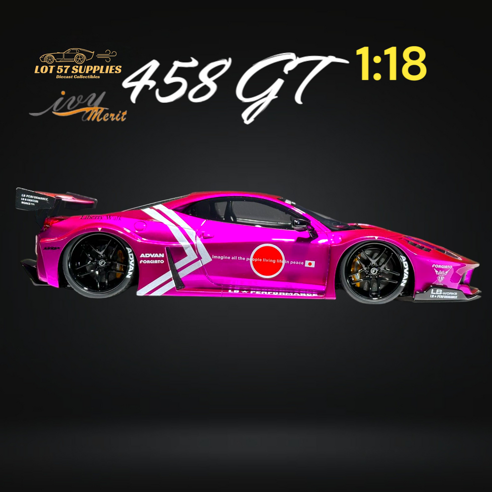 IVY MERIT 458 GT Fighter Purple LBWK LB Silhouette Resin 1:18 Scale (ONLINE ORDER ONLY)