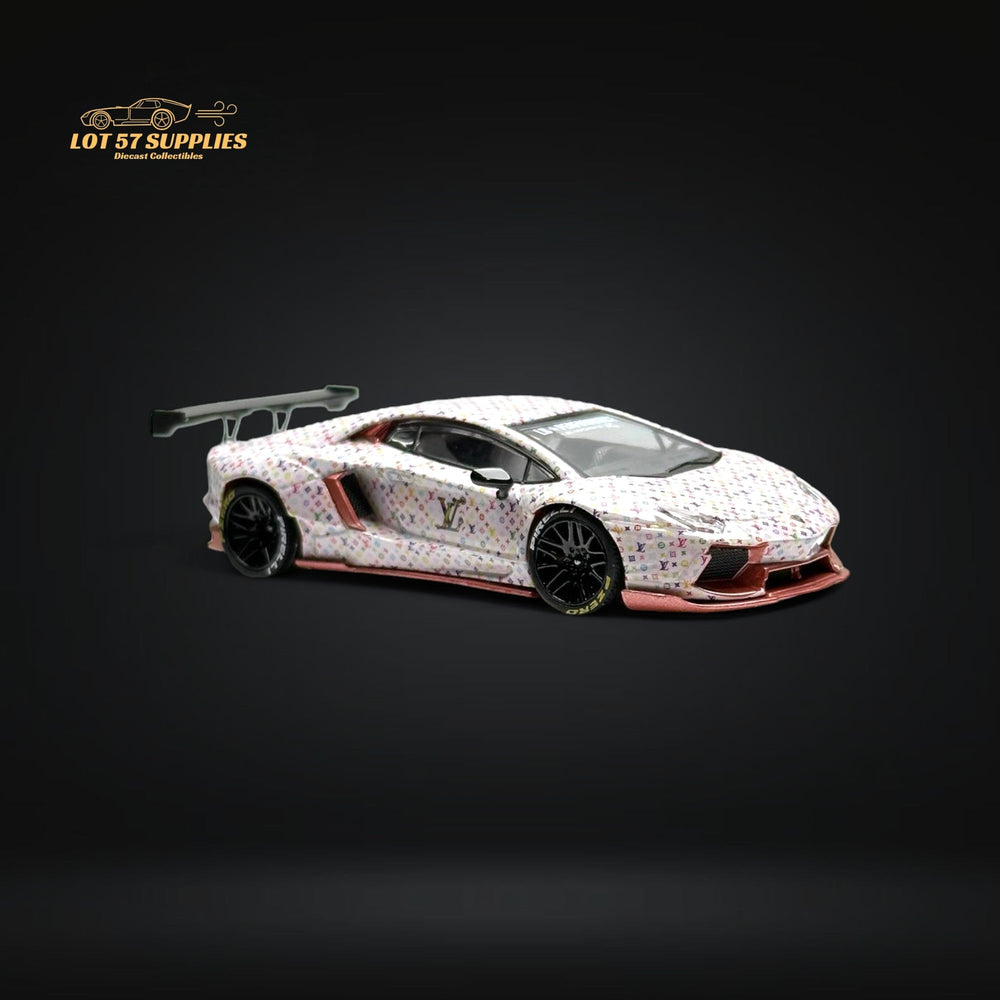 King Model Lamborghini Aventador LP700-4 LB 1.0 White LV Livery 1:64 (ONLINE ORDER ONLY)