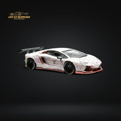 King Model Lamborghini Aventador LP700-4 LB 1.0 White LV Livery 1:64 (ONLINE ORDER ONLY)