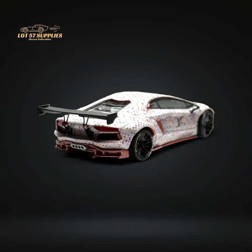 King Model Lamborghini Aventador LP700-4 LB 1.0 White LV Livery 1:64 (ONLINE ORDER ONLY)