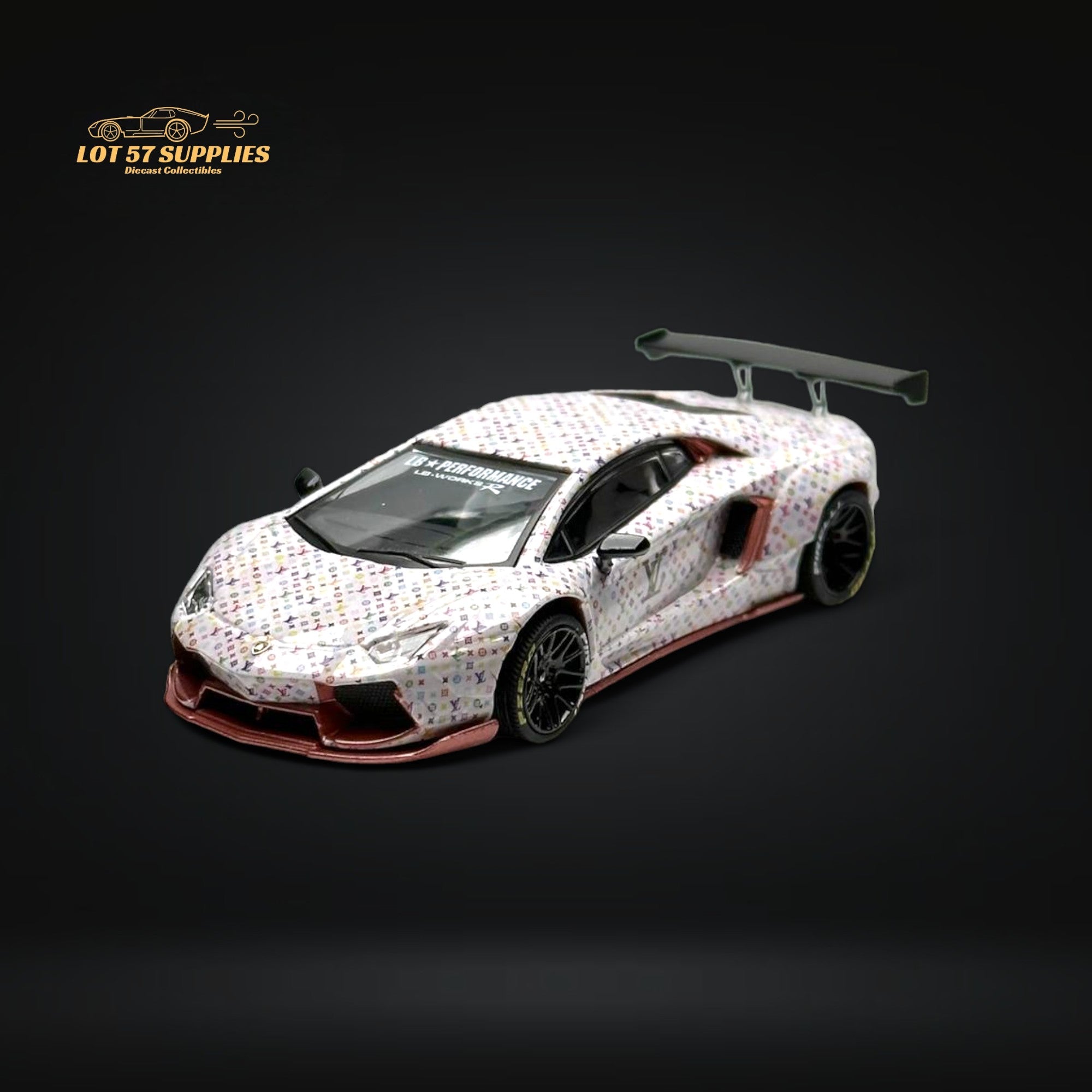 King Model Lamborghini Aventador LP700-4 LB 1.0 White LV Livery 1:64 (ONLINE ORDER ONLY)