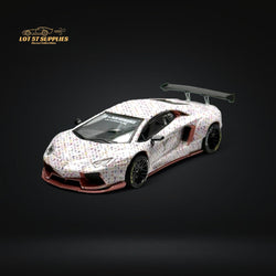 King Model Lamborghini Aventador LP700-4 LB 1.0 White LV Livery 1:64 (ONLINE ORDER ONLY)