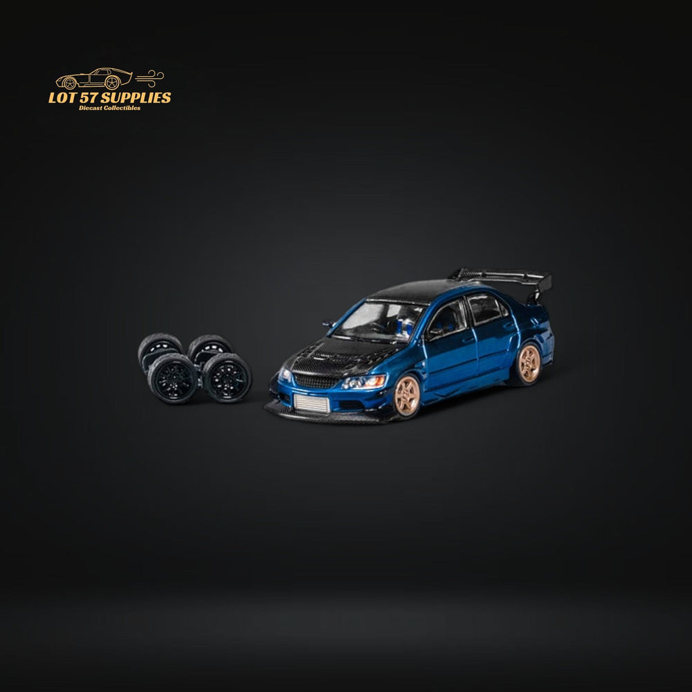 CM Model Mitsubishi Lancer Evo IX 9 Metallic Blue With Carbon Hood 1:64 CM64-EVOIX-10CR (ONLINE ORDER ONLY)