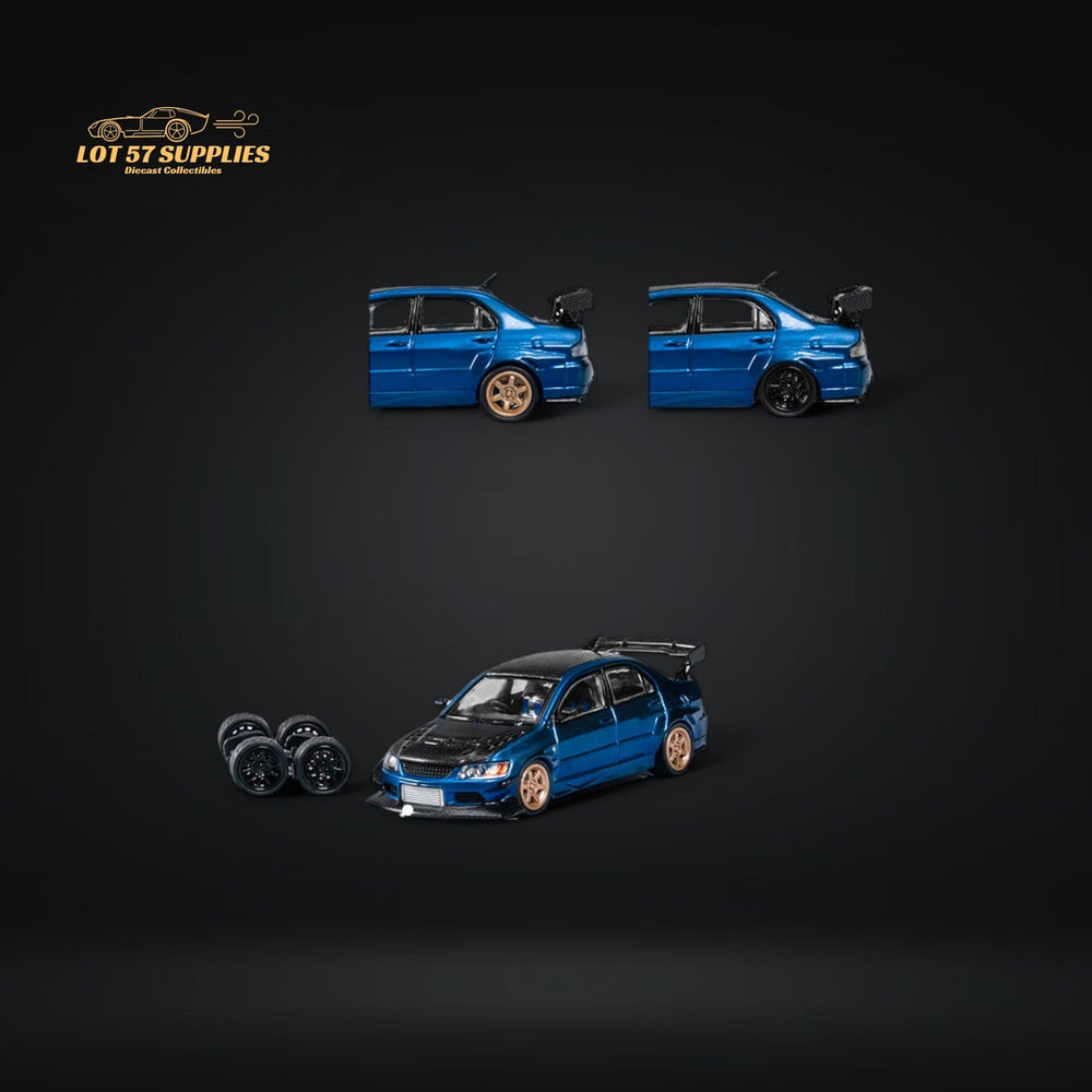 CM Model Mitsubishi Lancer Evo IX 9 Metallic Blue With Carbon Hood 1:64 CM64-EVOIX-10CR (ONLINE ORDER ONLY)