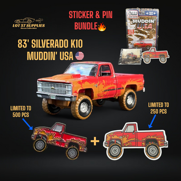 Auto World 1983 Chevrolet Silverado K10 4x4 Muddy LIFTED Squarebody 1:64 BUNDLE 1:64 (ONLINE ORDER ONLY)