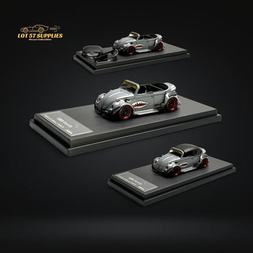 HKM Model VW Beetle Convertible Cabriolet Grey Shark Mouth 1:64 (ONLINE ORDER ONLY)