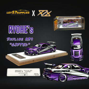 Error404 X LOT 57 Exclusive RYOHE's Skyline R34 "GIFTED" Resin 1:64 (ONLINE ORDER ONLY)