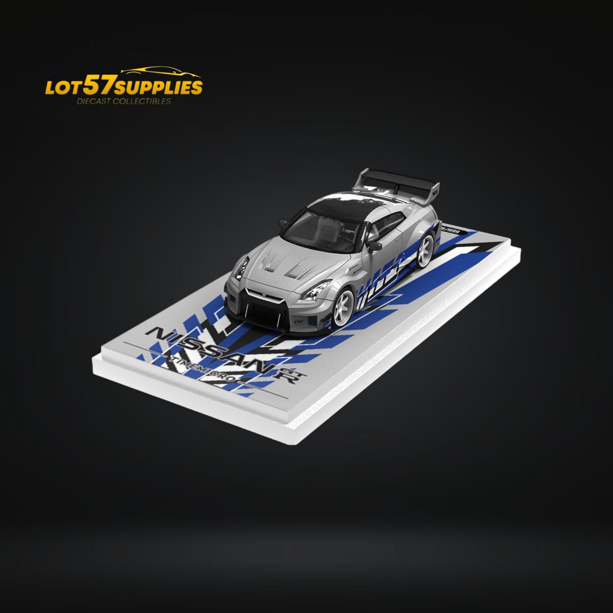TimeMicro Skyline GT-R R35 FNF Silver Blue Ordinary 1:64 (ONLINE ORDER ONLY)