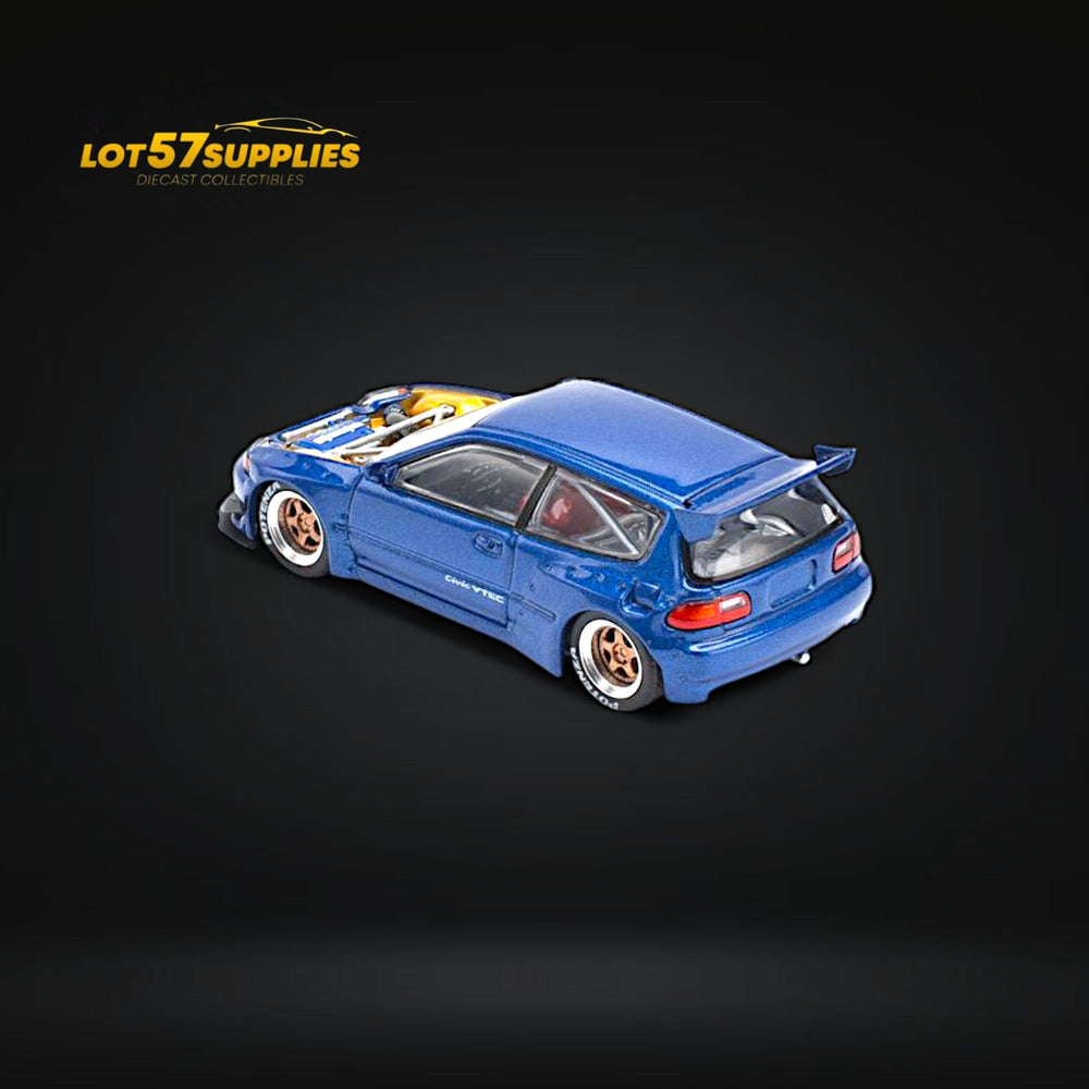 (Pre-Order) Pop Race Pandem Civic EG6 Metallic Blue w/ Openable hood 1:64 (ONLINE ORDER ONLY)