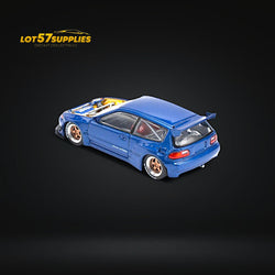 (Pre-Order) Pop Race Pandem Civic EG6 Metallic Blue w/ Openable hood 1:64 (ONLINE ORDER ONLY)