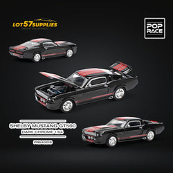 (Pre-Order) Pop Race Shelby Mustang GT500 Dark Chrome Black w/ Openable hood 1:64 (ONLINE ORDER ONLY)