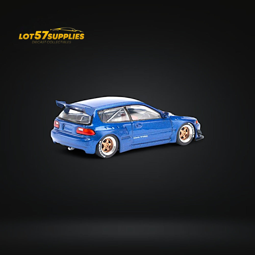 (Pre-Order) Pop Race Pandem Civic EG6 Metallic Blue w/ Openable hood 1:64 (ONLINE ORDER ONLY)
