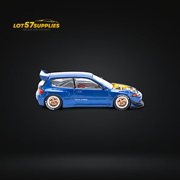 (Pre-Order) Pop Race Pandem Civic EG6 Metallic Blue w/ Openable hood 1:64 (ONLINE ORDER ONLY)