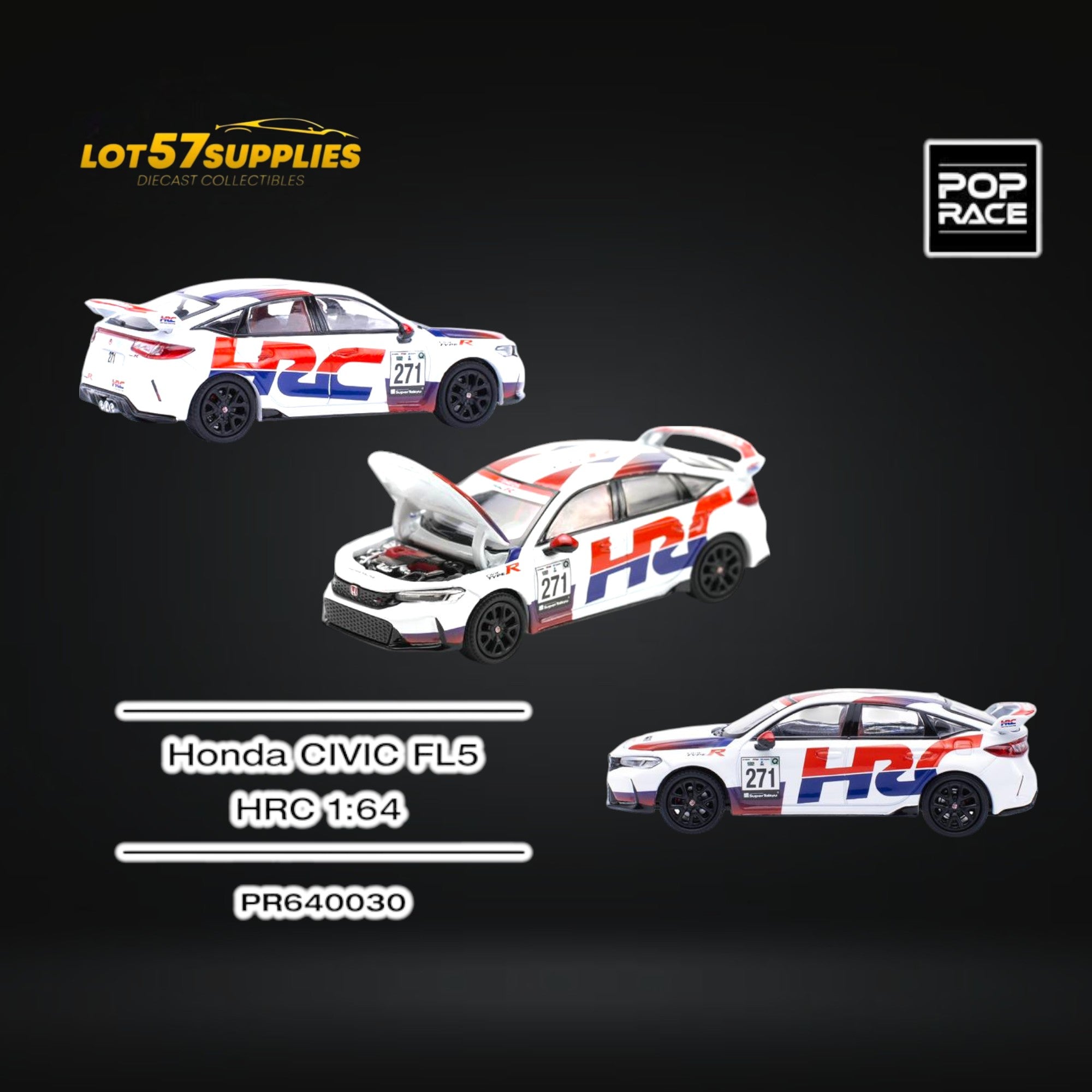 (Pre-Order) Pop Race Civic FL5 Type-R TCR HRC Livery 1:64 (ONLINE ORDER ONLY)