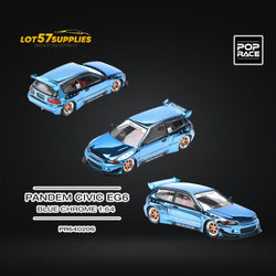(Pre-Order) Pop Race Pandem Civic EG6 Blue Chrome 1:64 (ONLINE ORDER ONLY)